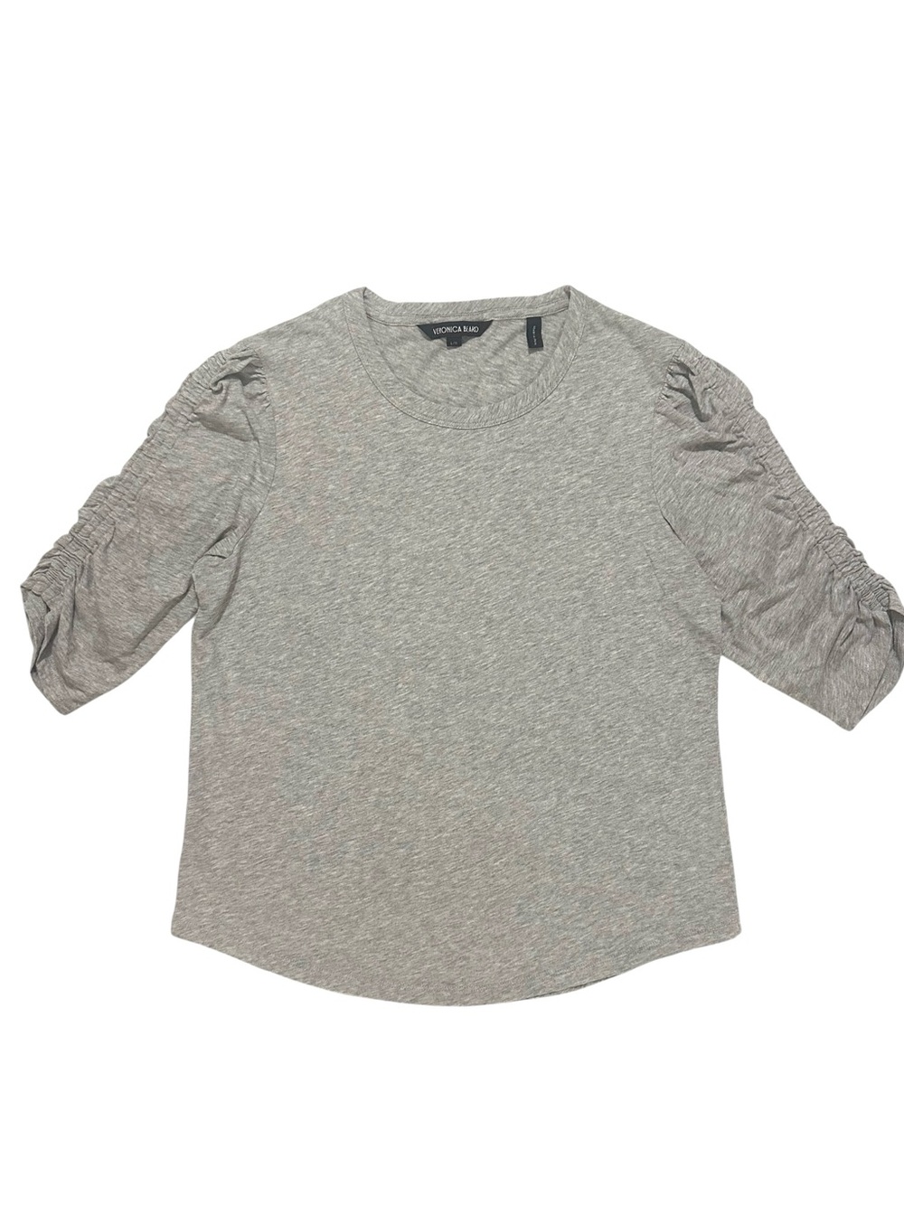 Veronica Beard Waldorf Ruched-Sleeve Slub T-Shirt - Picture 2 of 6